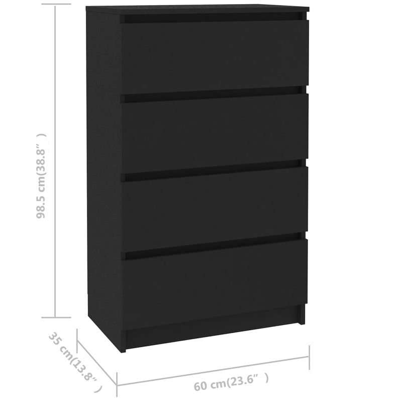 Sideboard Schwarz 60x35x98,5 cm Holzwerkstoff