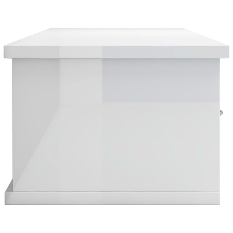 Wand-Schubladenregal Hochglanz-Weiß 88x26x18,5 cm Holzwerkstoff