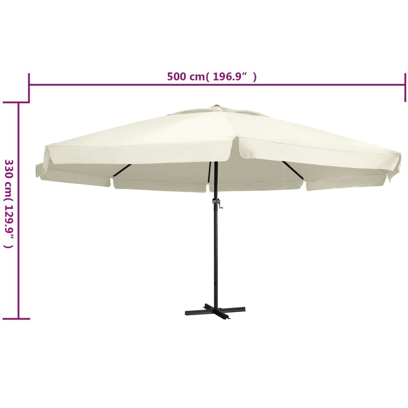 Sonnenschirm mit Aluminium-Mast 600 cm Sandweiß