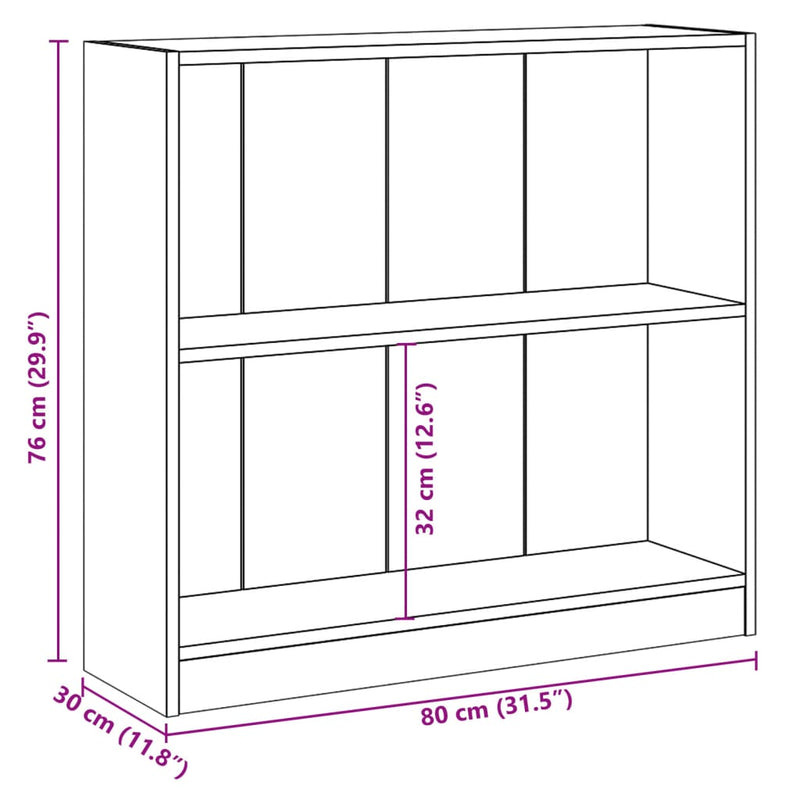 Bücherregal Schwarz 80x24x75 cm Holzwerkstoff