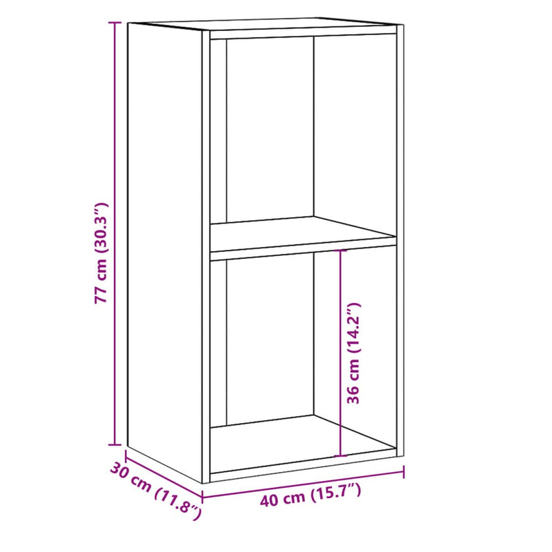 Bücherregal 2 Fächer Sonoma-Eiche 40x30x76,5 cm Holzwerkstoff