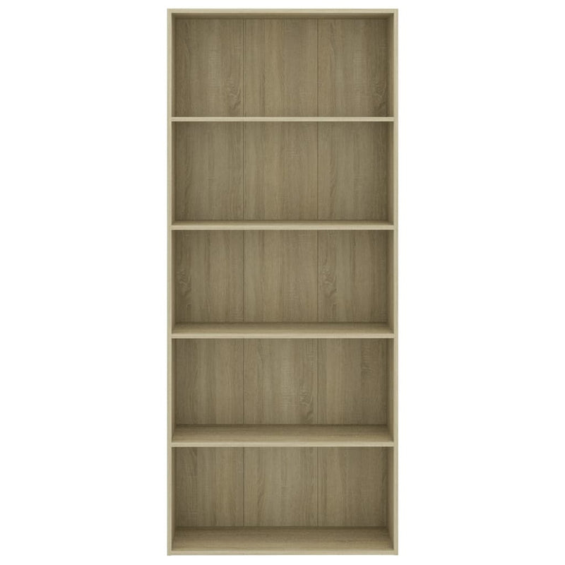 Bücherregal 5 Fächer Sonoma-Eiche 80x30x189 cm Holzwerkstoff