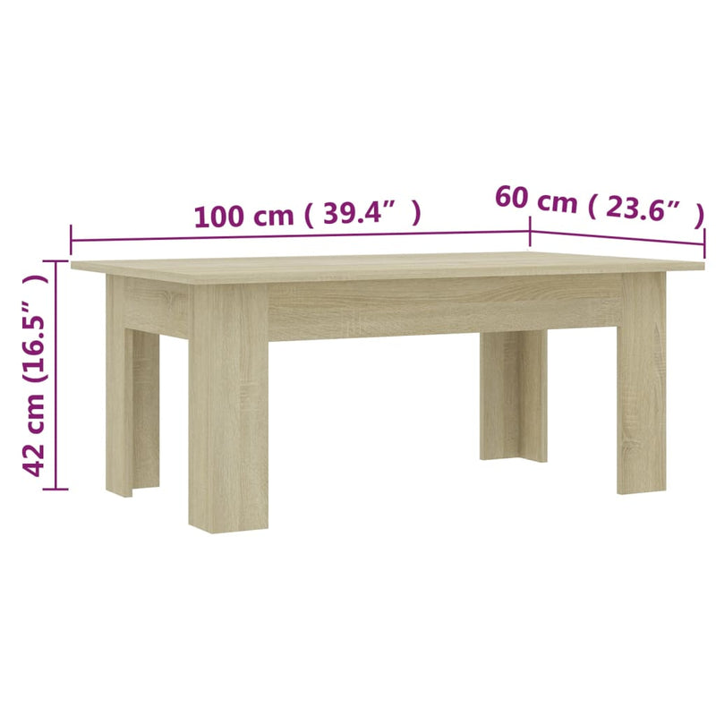 Couchtisch Sonoma-Eiche 100x60x42 cm Holzwerkstoff