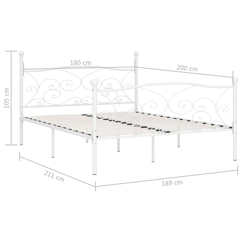 Bettgestell mit Lattenrost Weiß Metall 180 × 200 cm