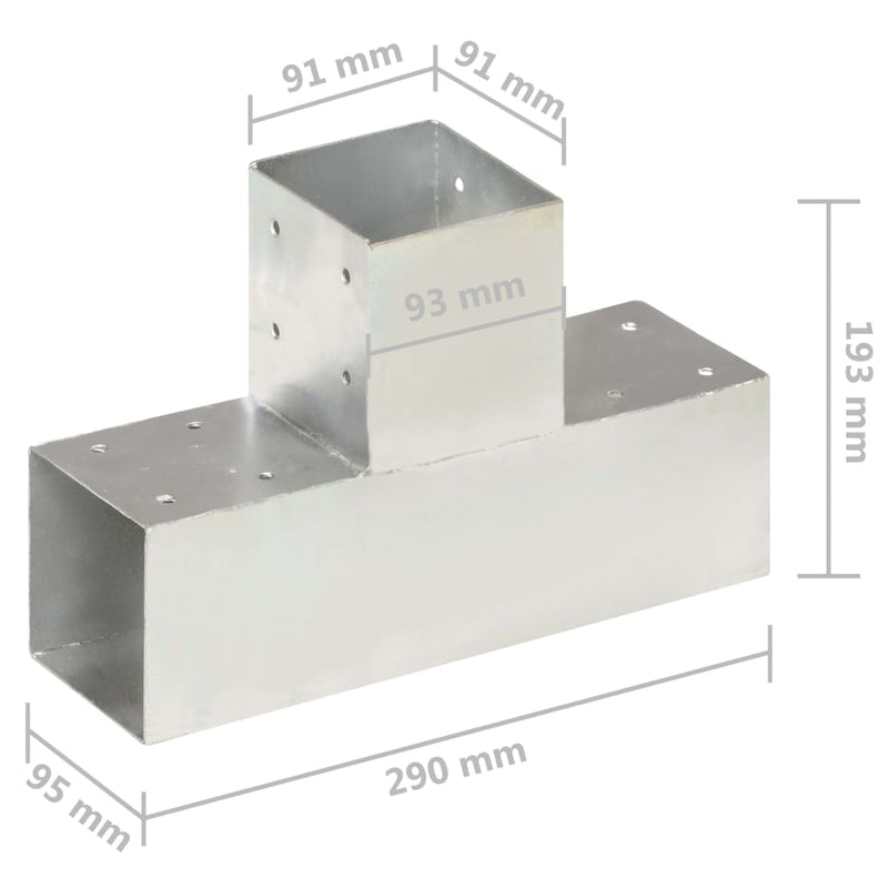 Pfostenverbinder 4 Stk. T-Form Verzinktes Metall 91 x 91 mm