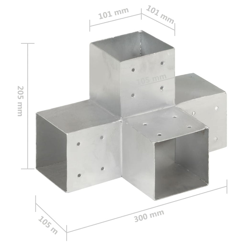 Pfostenverbinder X-Form Verzinktes Metall 101 x 101 mm