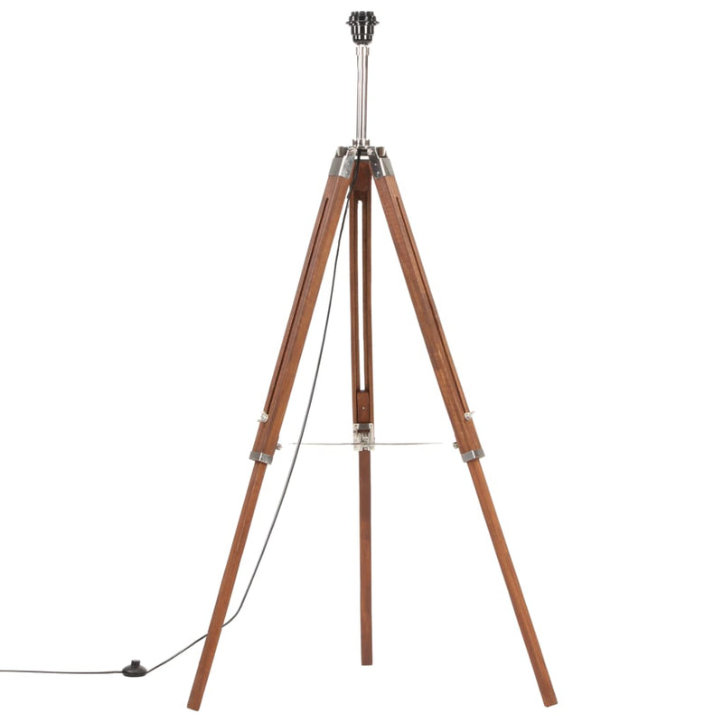 Stativlampe Honigbraun und Grau Teak Massivholz 141 cm