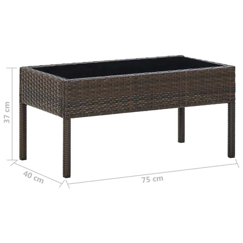 Gartentisch Braun 75x40x37 cm Poly Rattan