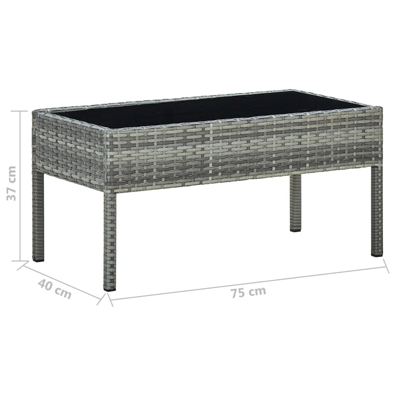 Gartentisch Grau 75x40x37 cm Poly Rattan