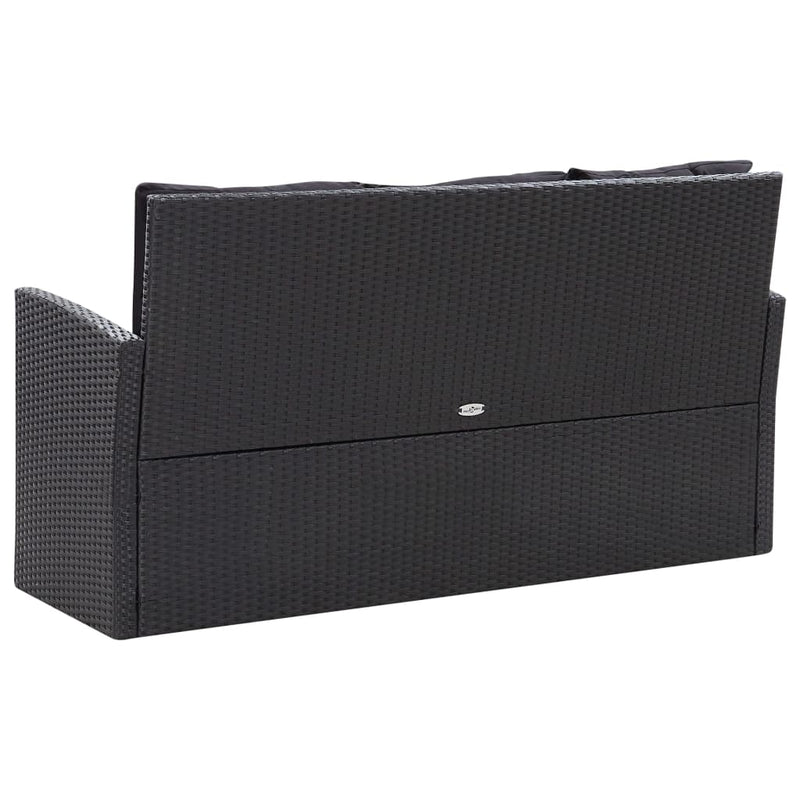 6-tlg. Garten-Lounge-Set mit Kissen Poly Rattan Schwarz