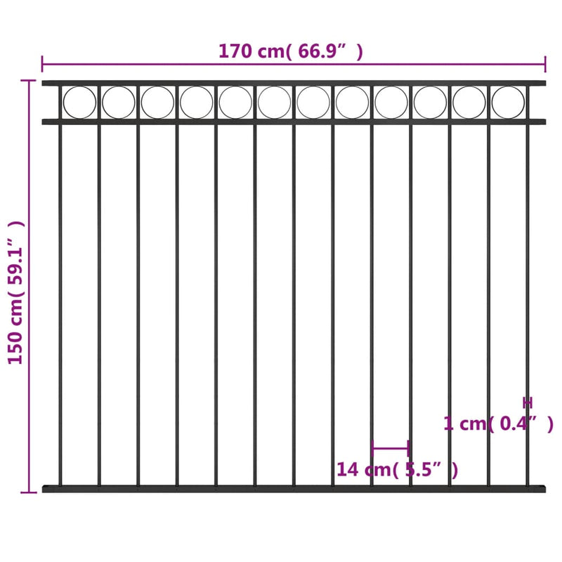 Zaunfeld Stahl 1,7x1,5 m Schwarz