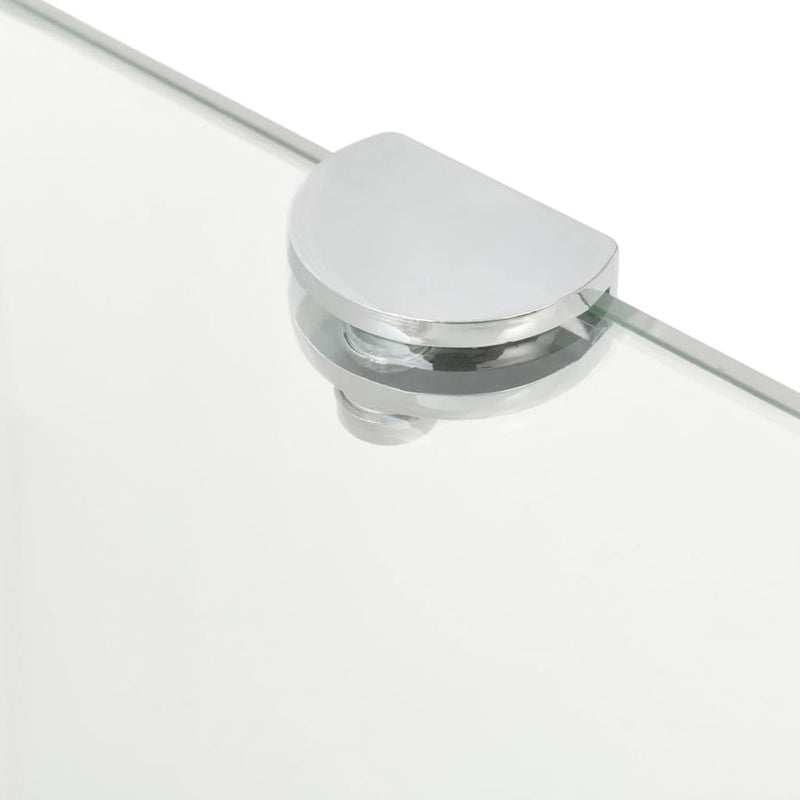 Eckregale 2 Stk. mit verchromten Halterungen Glas Transparent