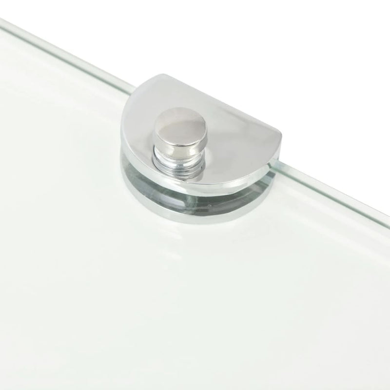 Eckregale 2 Stk. mit verchromten Halterungen Glas Transparent