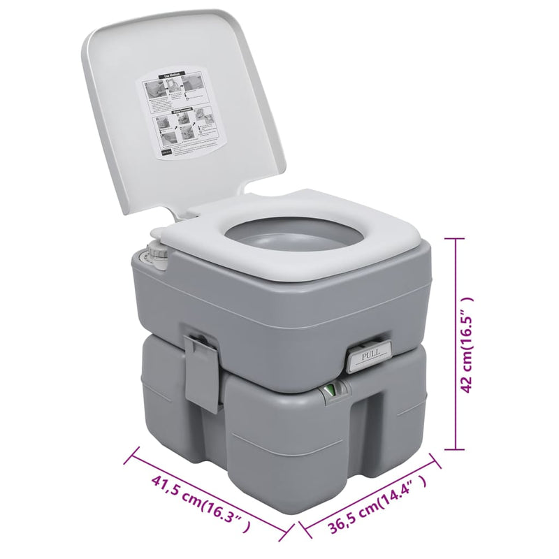 Tragbare Campingtoilette Grau 20+10 L