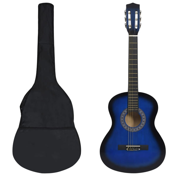 8-tlg. Klassikgitarren-Set für Anfänger Blau 3/4 36"