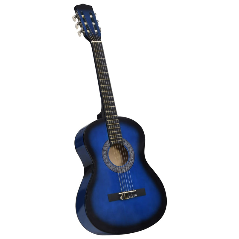 8-tlg. Klassikgitarren-Set für Anfänger Blau 3/4 36"