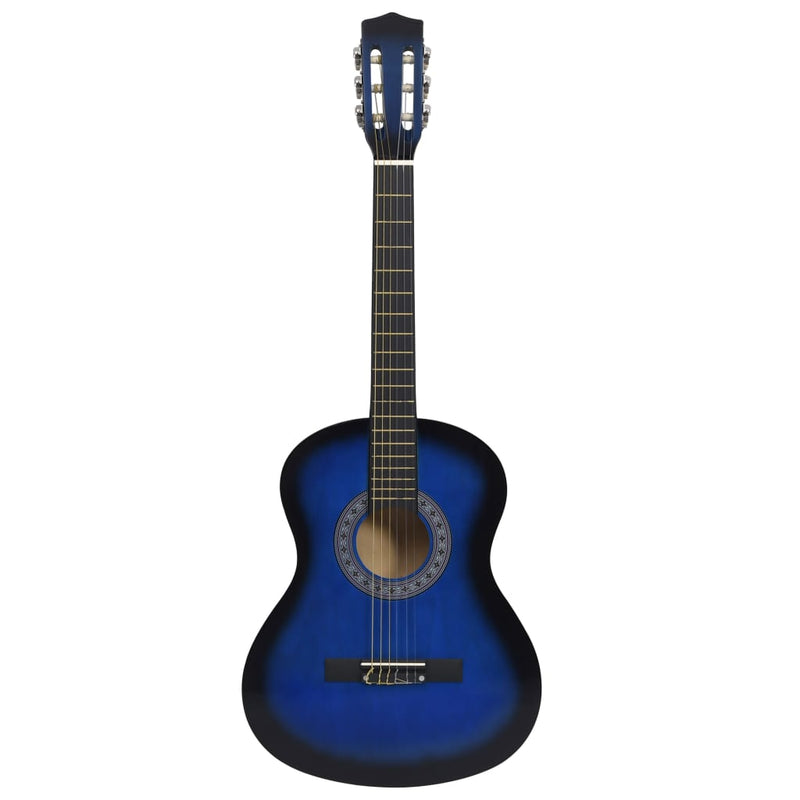 8-tlg. Klassikgitarren-Set für Anfänger Blau 3/4 36"