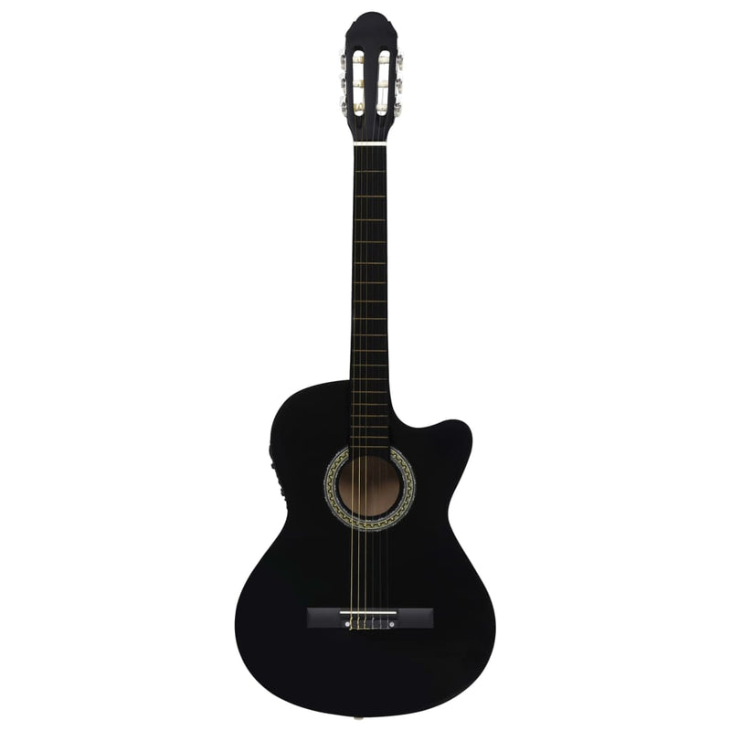 12-tlg. Western Gitarren-Set mit Equalizer und 6 Saiten Schwarz