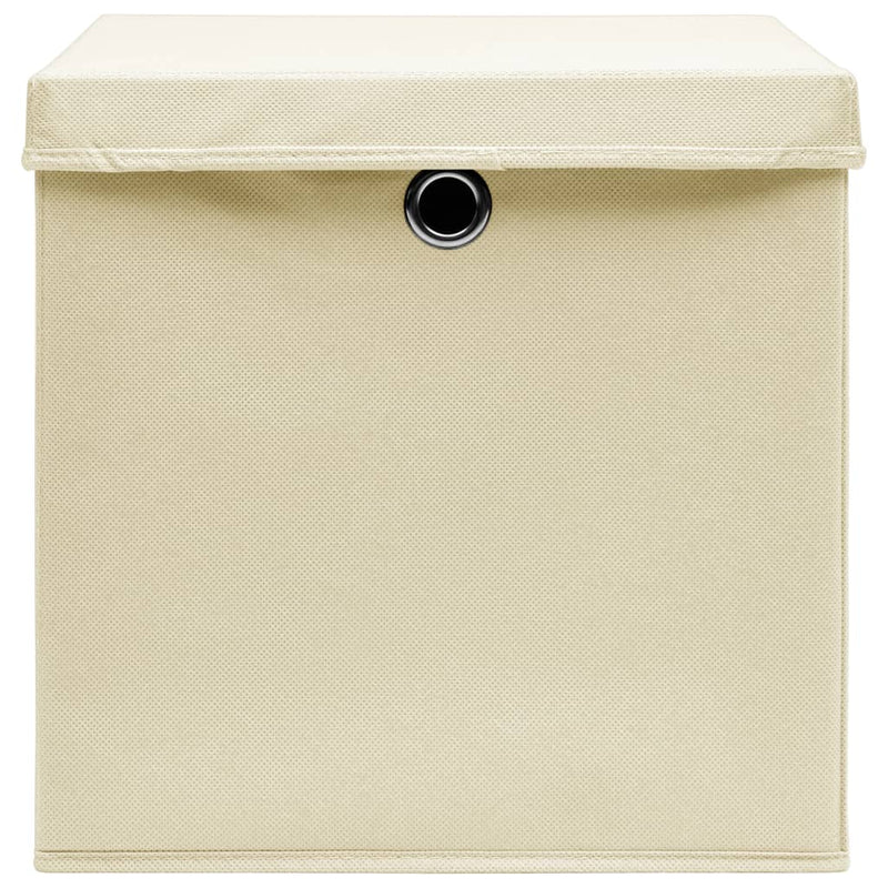 Aufbewahrungsboxen mit Deckel 4 Stk. Creme 32x32x32 cm Stoff