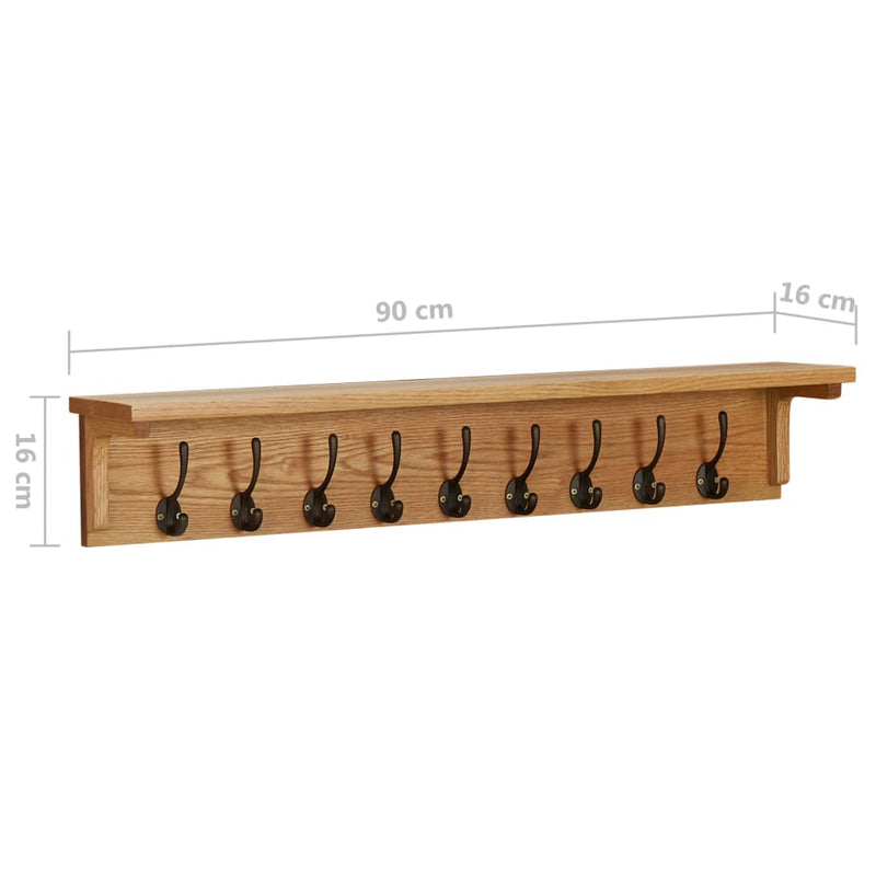 Wandgarderobe 90x16x16 cm Massivholz Eiche