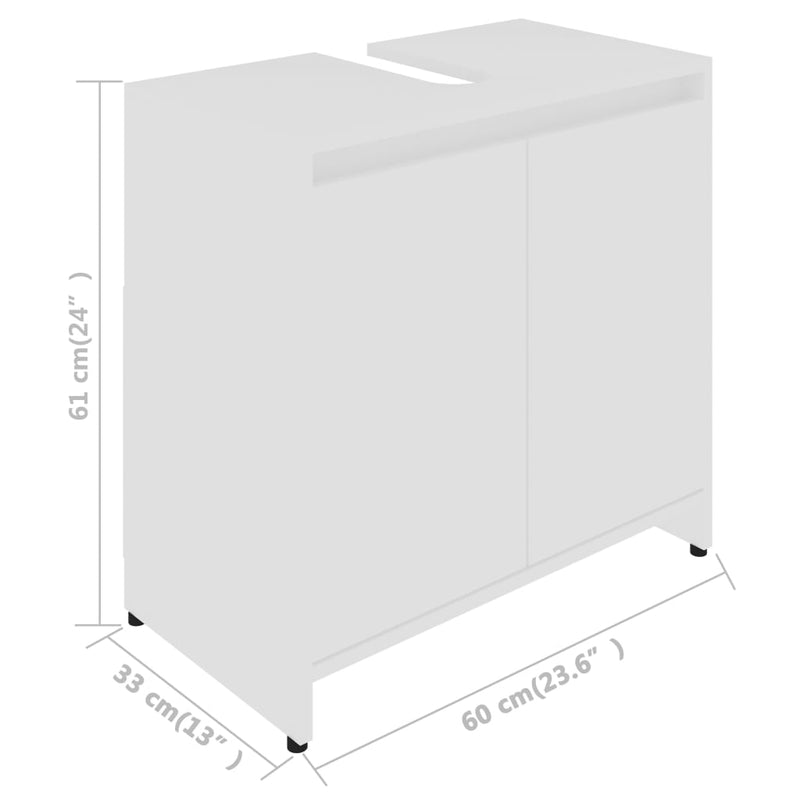 Badezimmerschrank Weiß 60x33x61 cm Holzwerkstoff