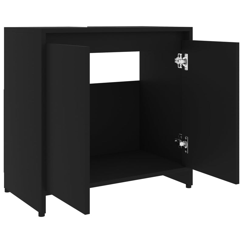 Badezimmerschrank Schwarz 60x33x61 cm Holzwerkstoff