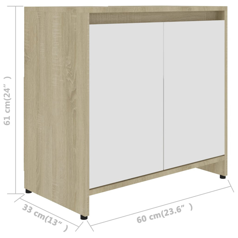 Badezimmerschrank Hochglanz-Weiß 60x33x61 cm Holzwerkstoff