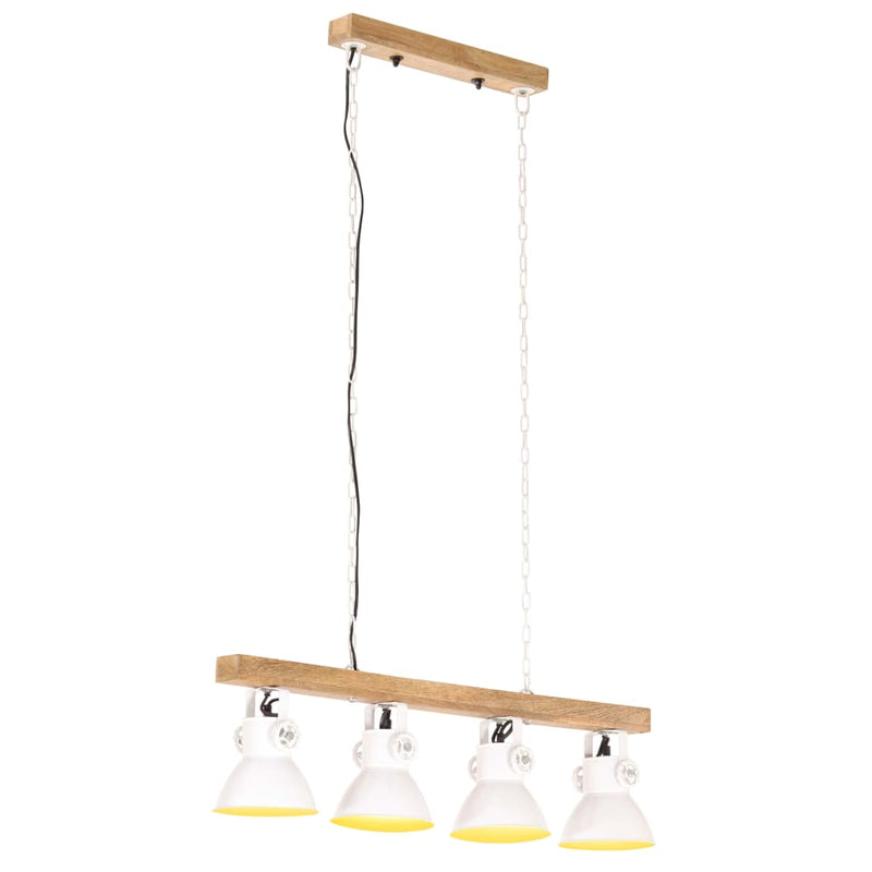 Deckenlampe Industriestil Weiß E27 Mangoholz