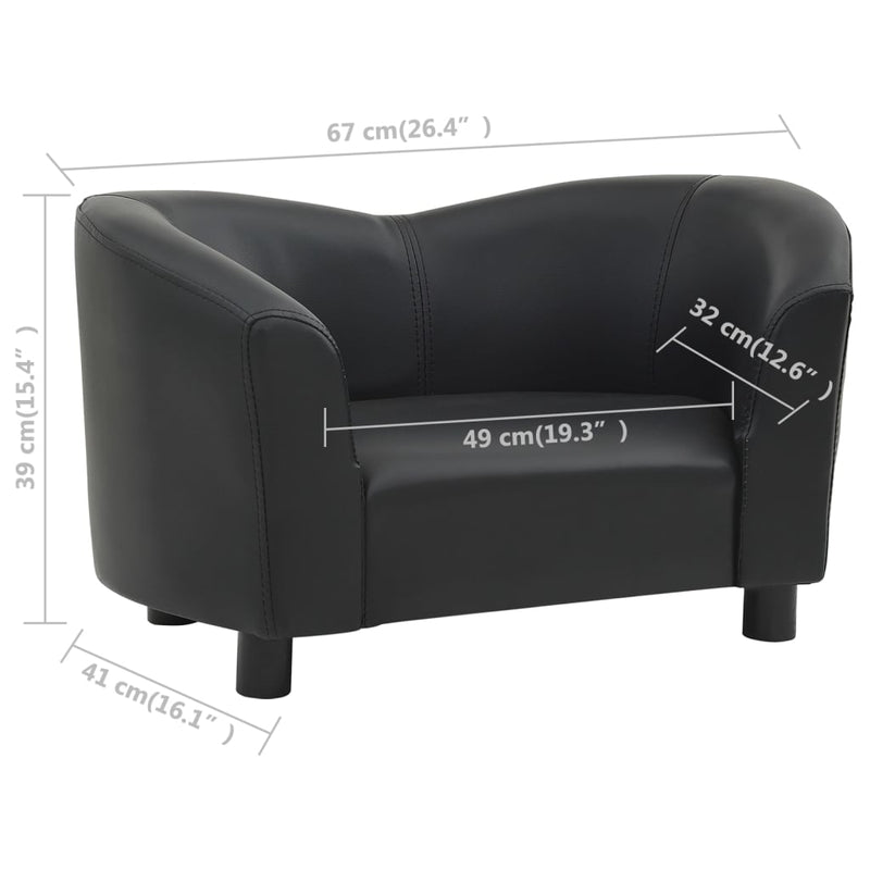 Hundesofa Schwarz 67x41x39 cm Kunstleder