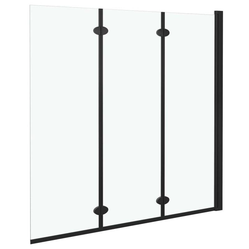 Faltbare Duschkabine 3 Paneele ESG 130x138 cm Schwarz