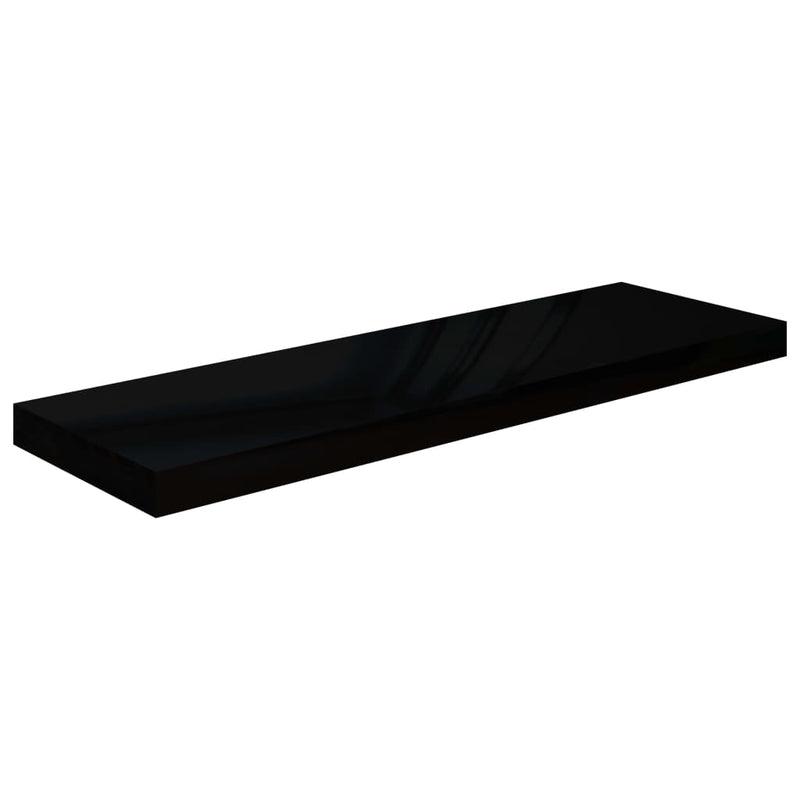 Schweberegale 2 Stk. Hochglanz-Schwarz 80x23,5x3,8 cm MDF