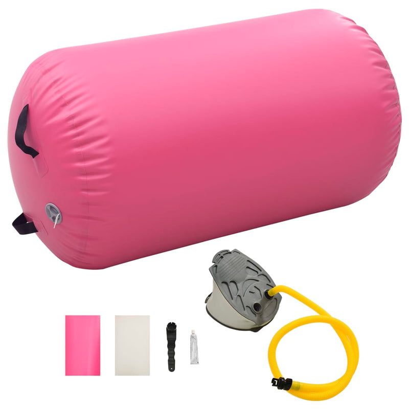 Aufblasbare Gymnastik-Rolle mit Pumpe 100x60 cm PVC Rosa