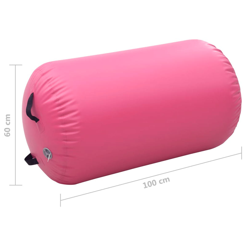 Aufblasbare Gymnastik-Rolle mit Pumpe 100x60 cm PVC Rosa