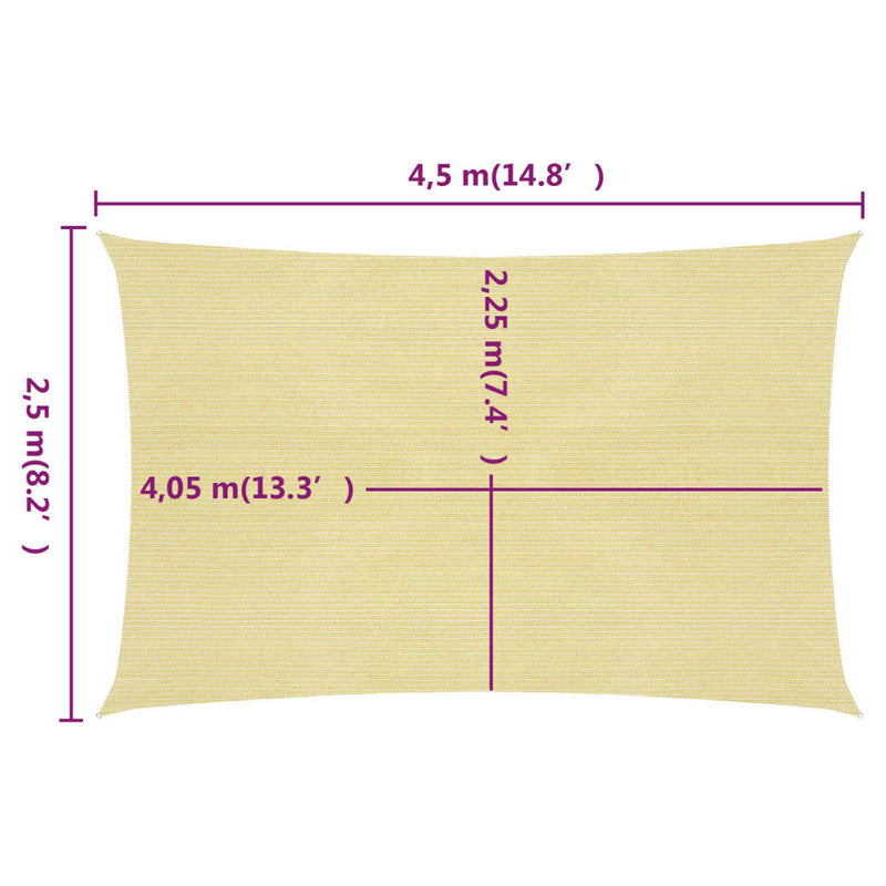 Sonnensegel 160 g/m² Beige 2,5x4,5 m HDPE