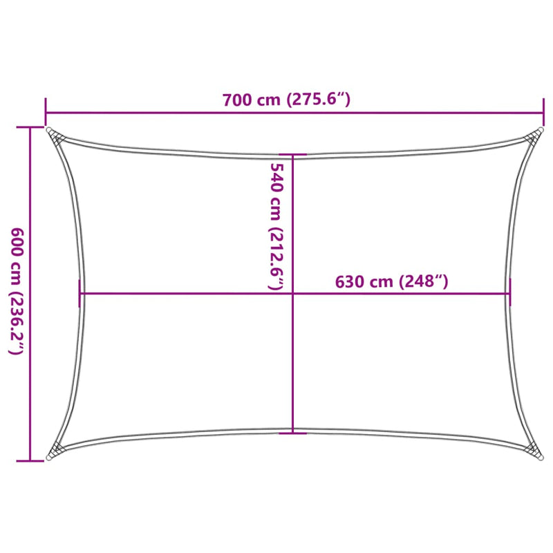 Sonnensegel 160 g/m² Creme 6x7 m HDPE