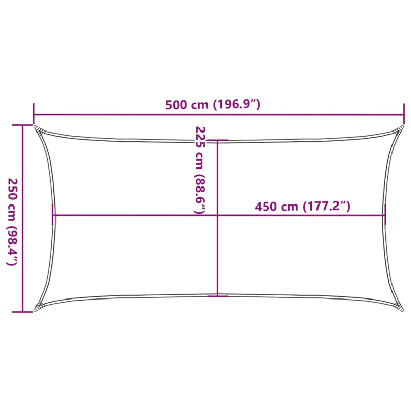 Sonnensegel 160 g/m² Gelb 2,5x5 m HDPE