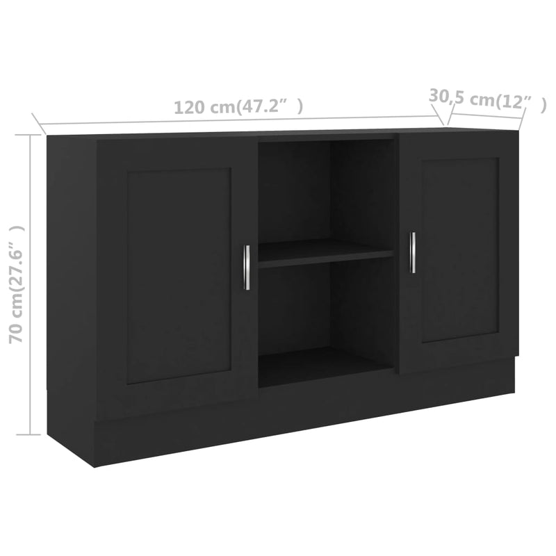 Sideboard Schwarz 120x30,5x70 cm Holzwerkstoff