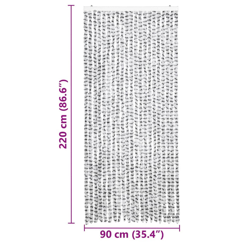 Insektenschutz-Vorhang Hell- und Dunkelgrau 90x220 cm Chenille