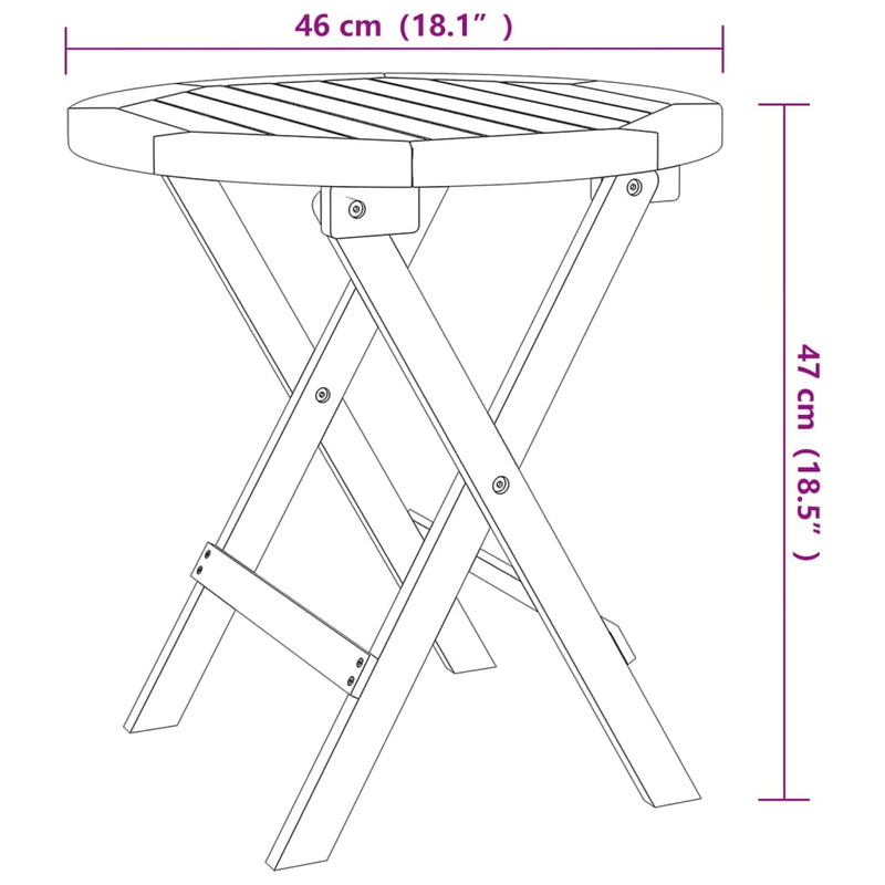 Bistrotisch Ø46x47 cm Massivholz Akazie