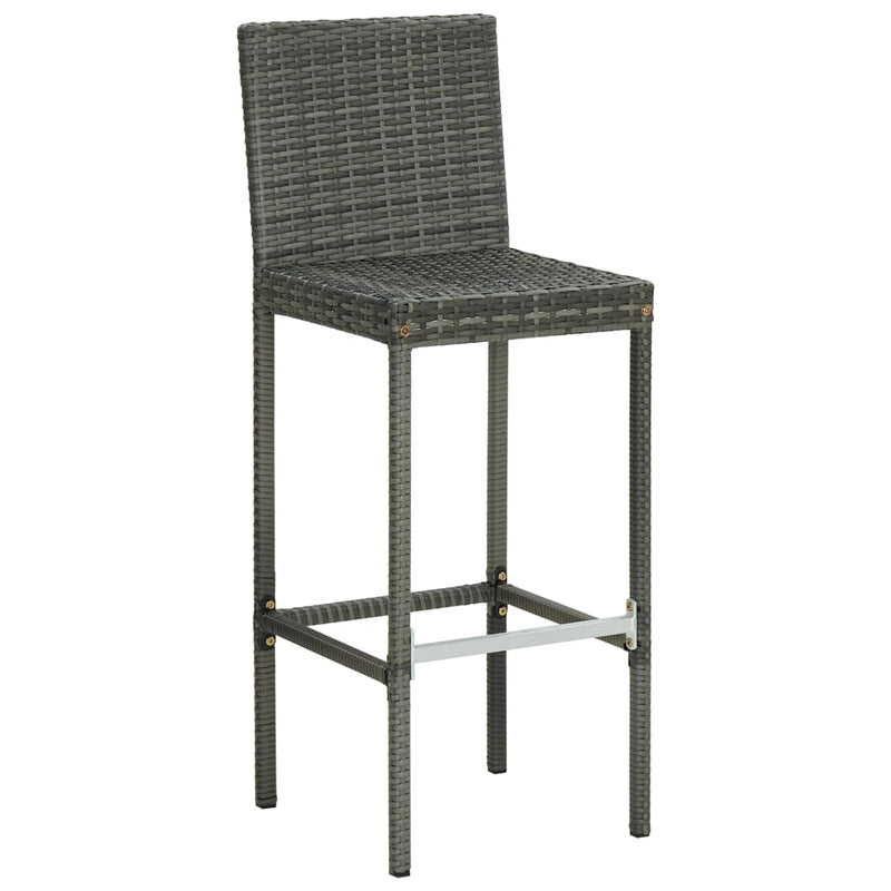 Garten-Barhocker mit Kissen 4 Stk. Grau Poly Rattan