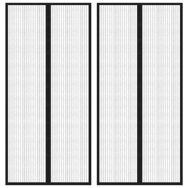 Fliegengitter-Türvorhänge 2 Stk. Magnet Schwarz 220x110 cm