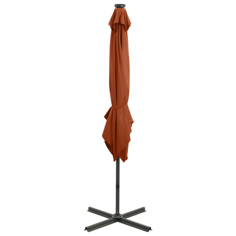 Ampelschirm mit Mast und LED-Beleuchtung Terracotta-Rot 250 cm