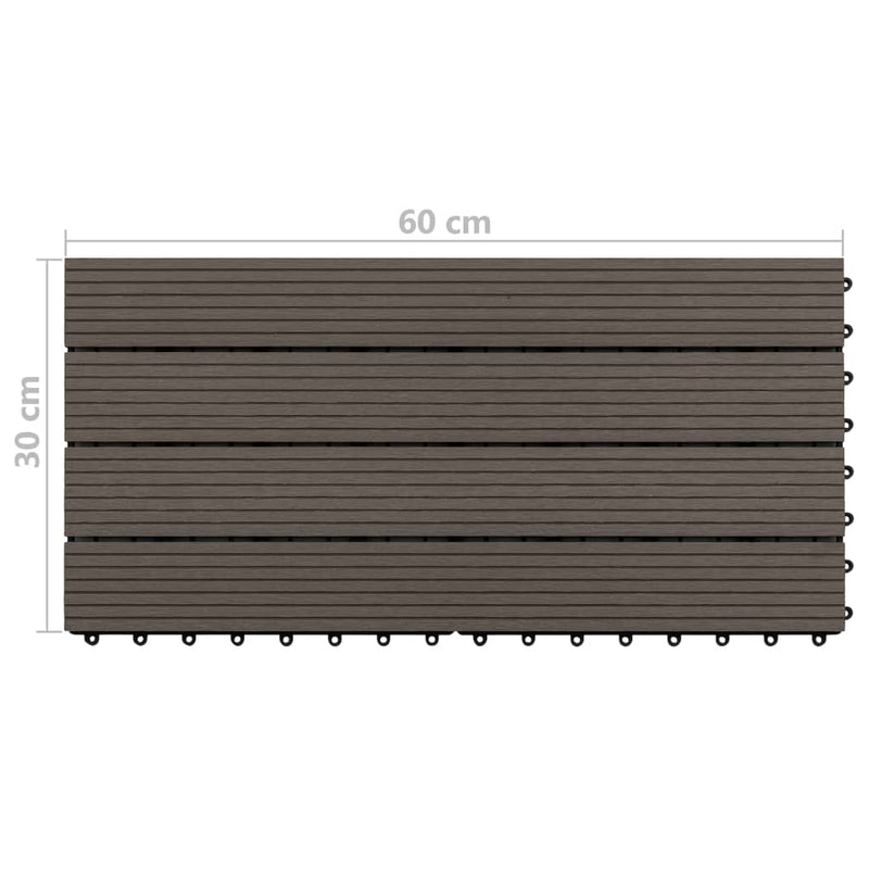 Terrassenfliesen 6 Stk. WPC 60x30 cm 1,08 m² Dunkelbraun