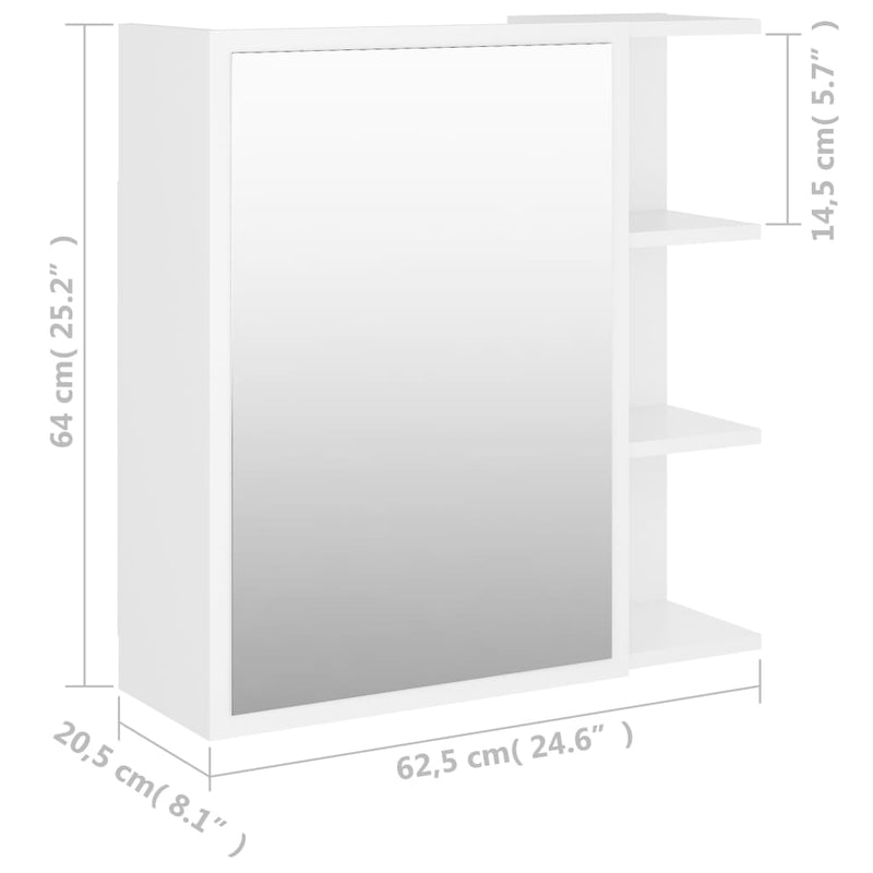 Bad-Spiegelschrank Weiß 62,5x20,5x64 cm Holzwerkstoff