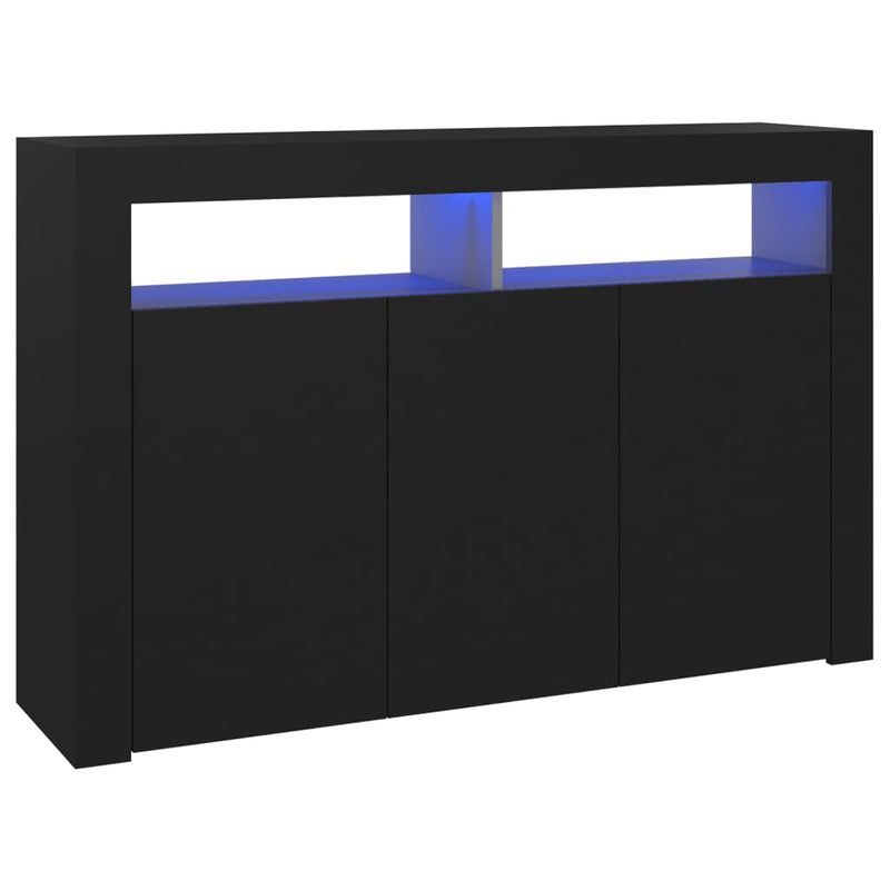 Sideboard mit LED-Leuchten Schwarz 115,5x30x75 cm