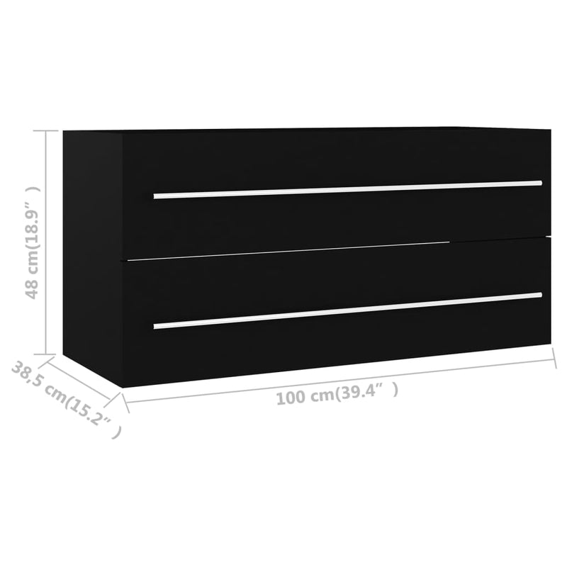 Waschbeckenunterschrank Schwarz 100x38,5x48 cm Holzwerkstoff