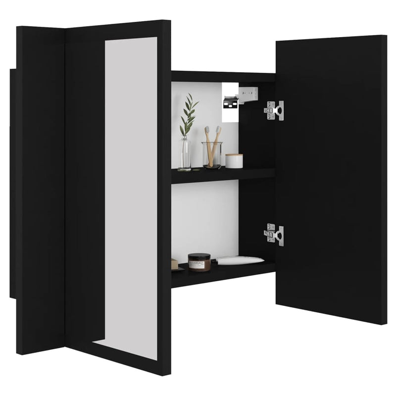 LED-Bad-Spiegelschrank Schwarz 60x12x45 cm Acryl