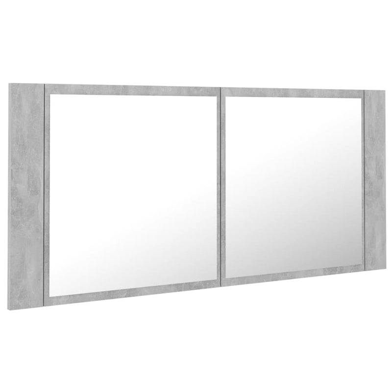 LED-Bad-Spiegelschrank Betongrau 100x12x45 cm Acryl