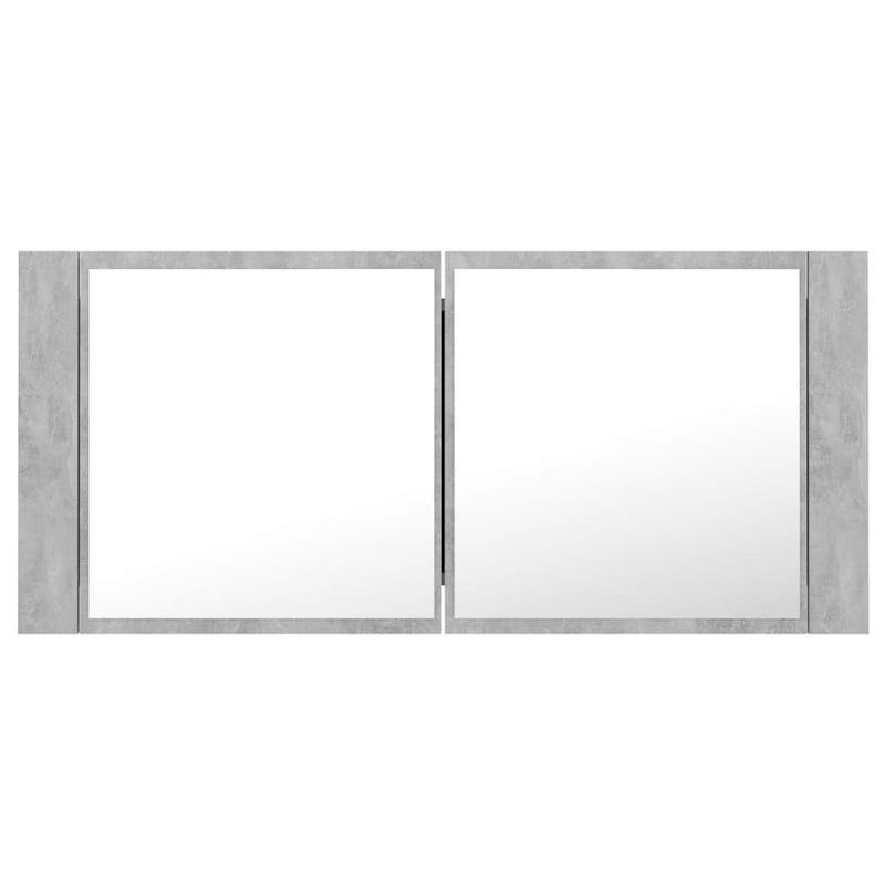 LED-Bad-Spiegelschrank Betongrau 100x12x45 cm Acryl