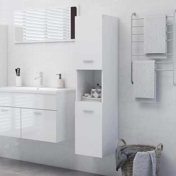 Badezimmerschrank Hochglanz-Weiß 30x30x130 cm Holzwerkstoff